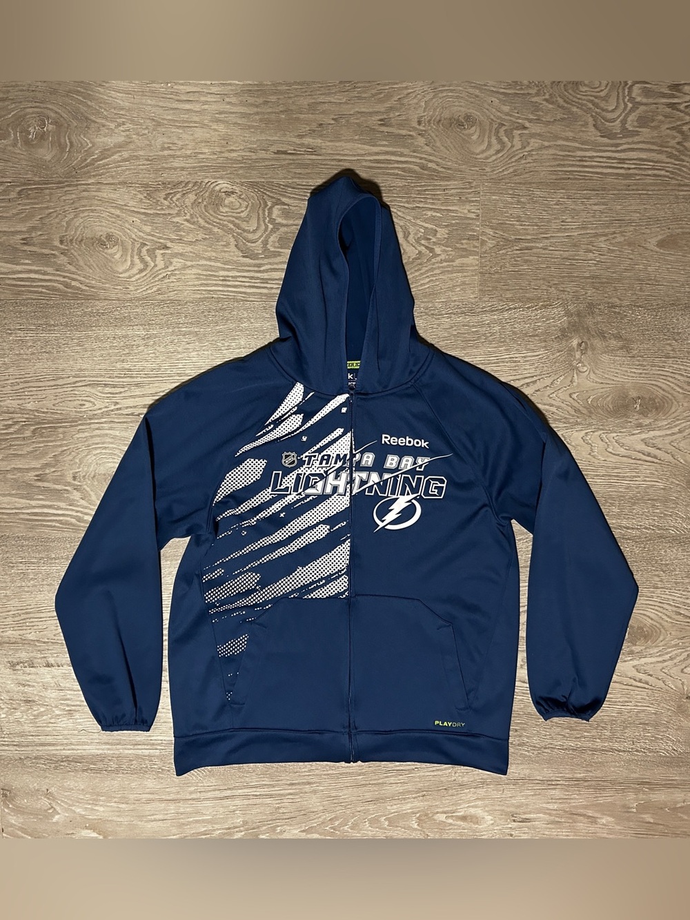 Reebok Navy Tampa Bay Lightning Men’s Hoodie PlayDry Sweater